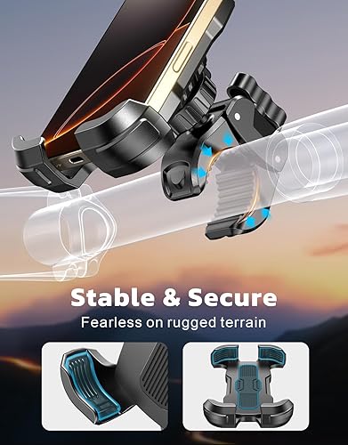 Miniatura 3 de Soporte de teléfono para motocicleta, bloqueo de un clic soporte para teléfono de bicicleta, protección acolchada mejorada Soporte de teléfono para