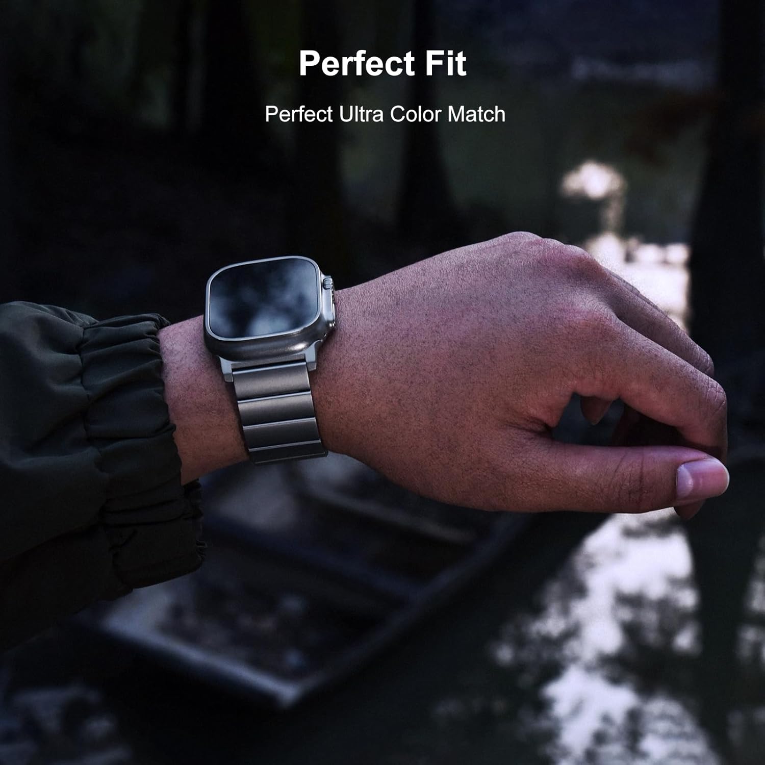 CRNS02 Titanium Band Compatible with Apple Watch Ultra 2/1 49mm, Series 10 46mm - 26mm Width Adjustable Strap for Men/Women, Magnetic Clasp, Black Color