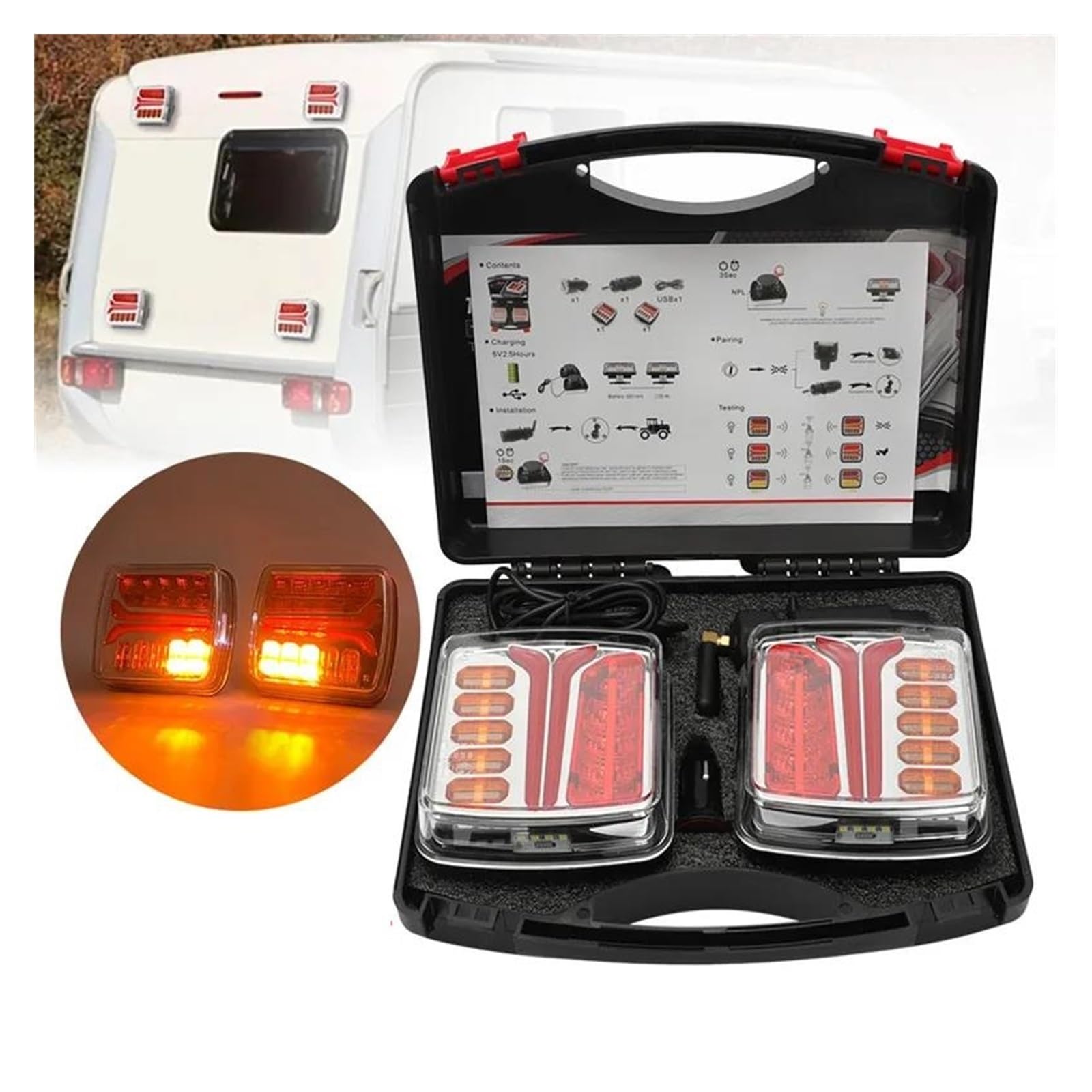 Piloto Trasero Luz Trasera De LED Magnético Inalámbrico Para Remolque Luz Trasera Camión Señal Advertencia Luz Freno Para Remolque Campistas Camiones RV