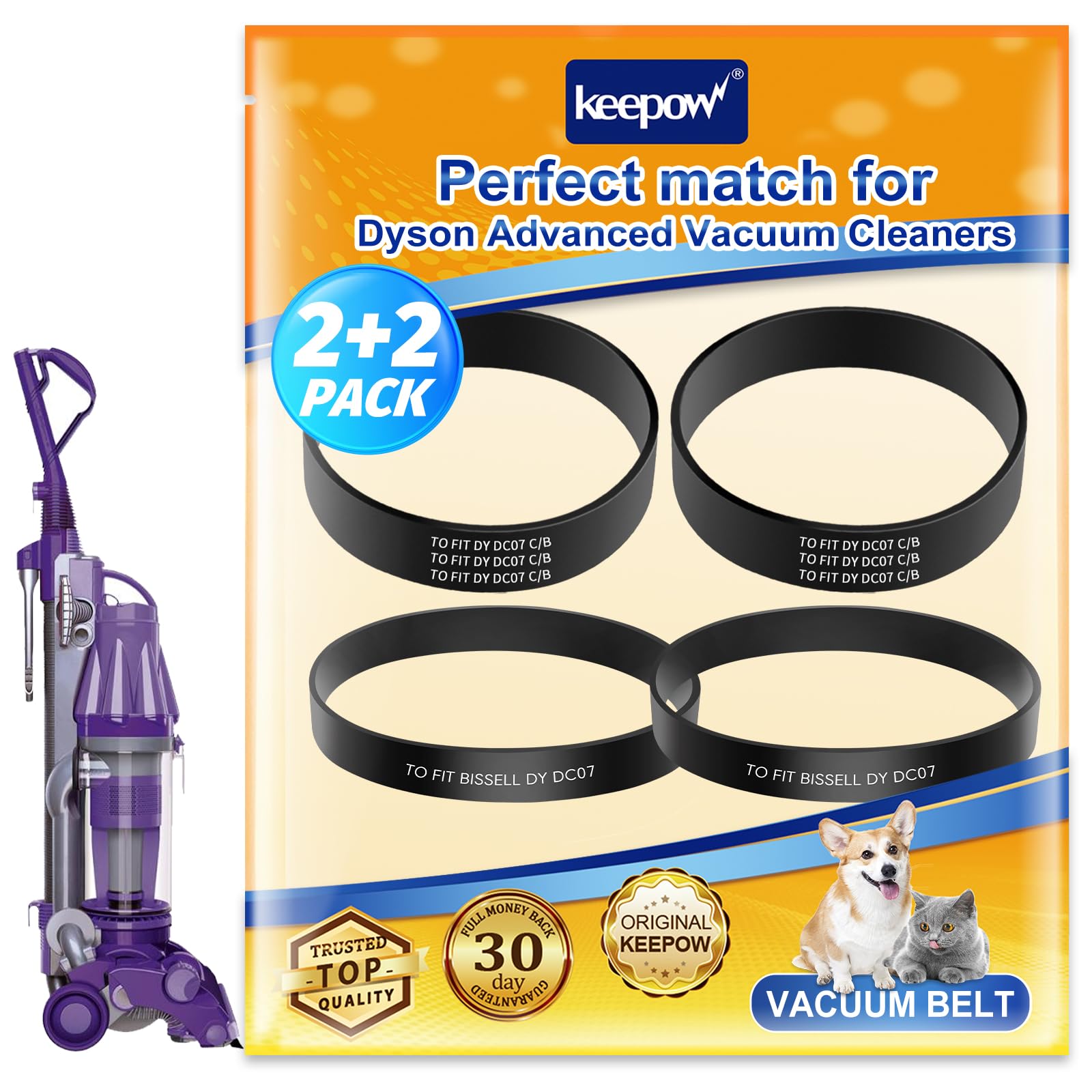 KEEPOW Clutch Belt Compatible with Dyson DC07 DC04 DC14 Vacuum Cleaners, Replace to DY-902514-01 & DY-02514-01(4 Pack)