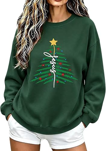 Christmas Sweatshirt for Women Crew Neck Faith Pullover Xmas