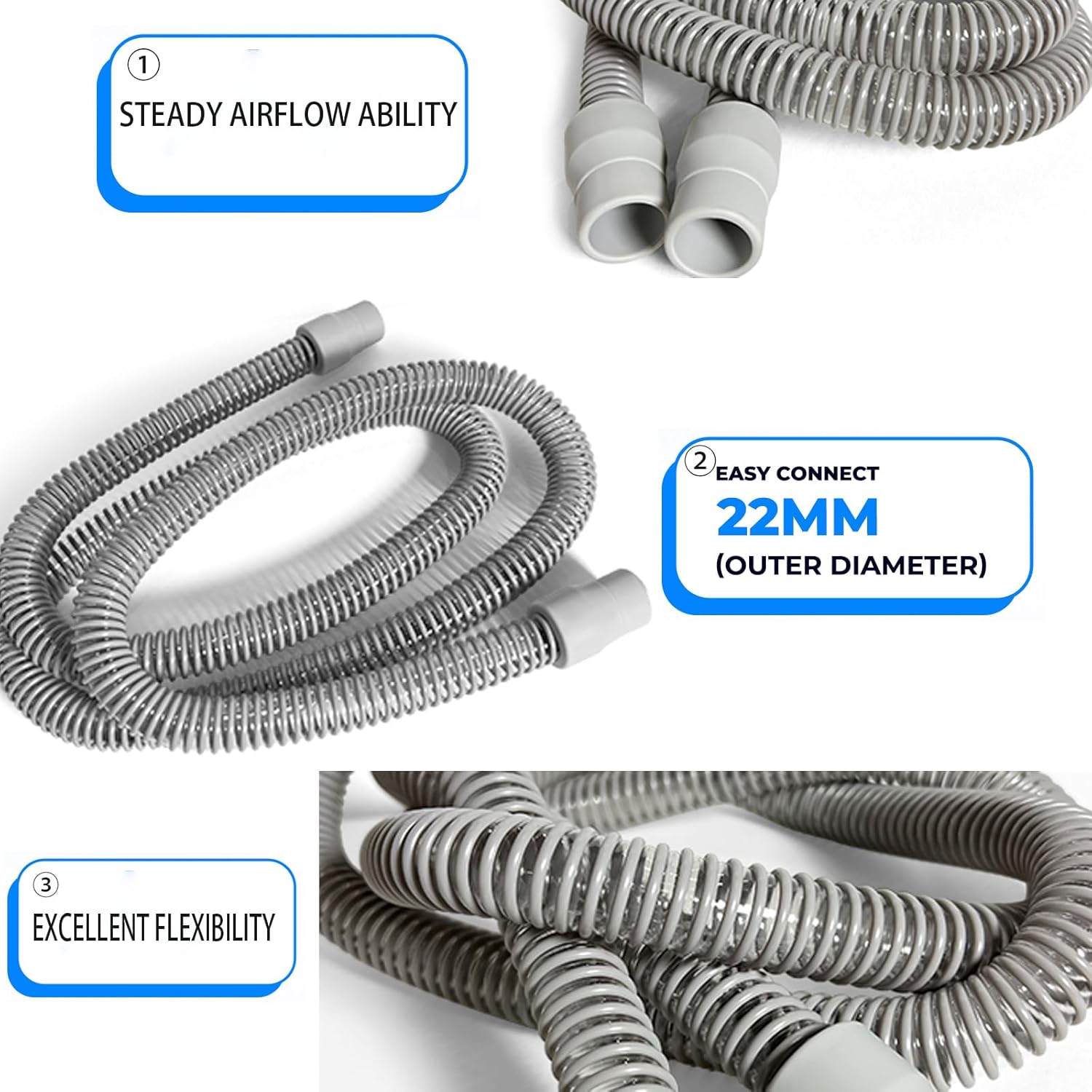 3 PACK 6 Foot Hoses Replacements for CPAP Suppliers, Tubing Replacements Fits for Resmed Airsense 10, 11 and Most of CPAP, APAP Machine/Mask with Cleaning Brush