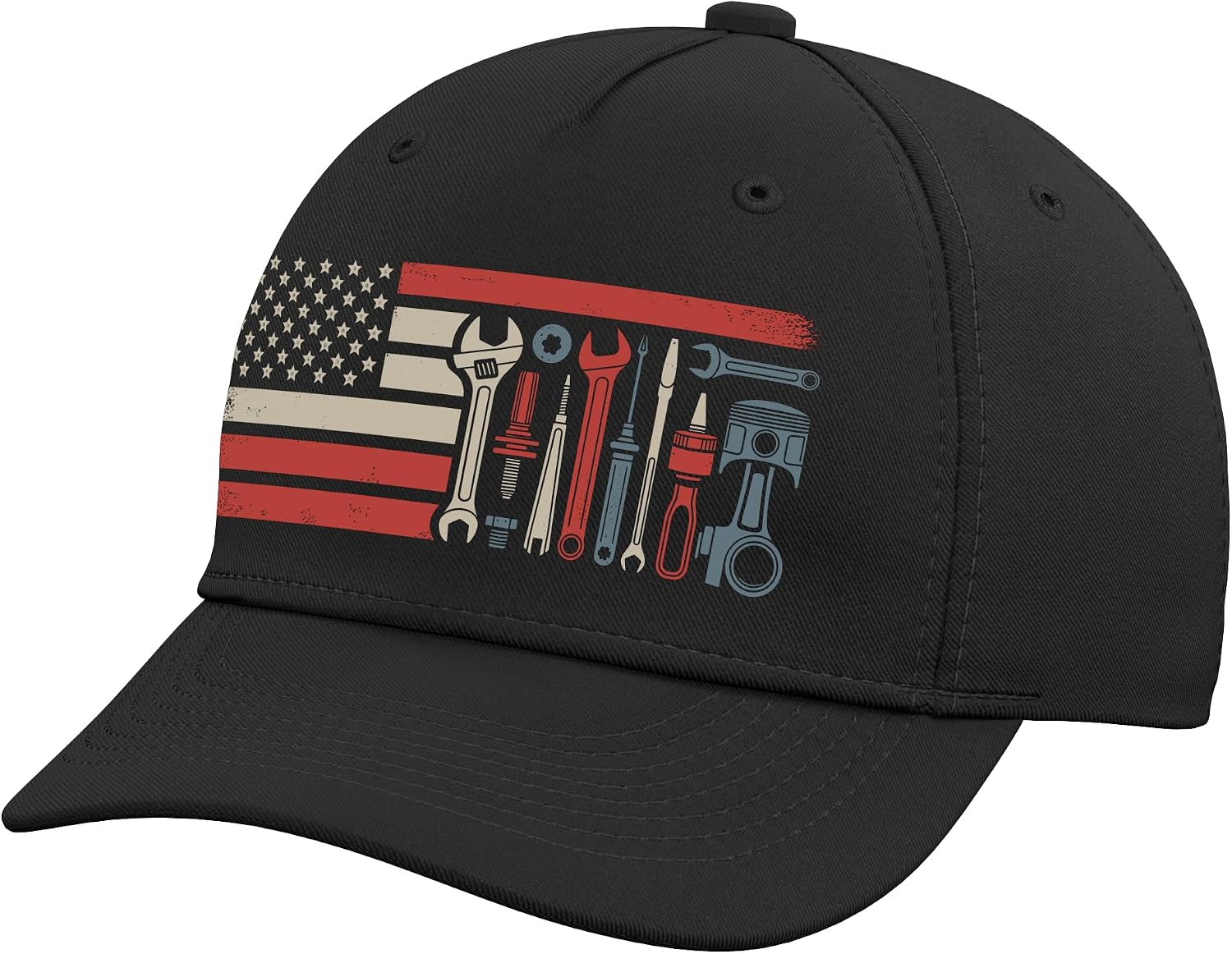 Mechanic Tools Patriotic Flag Wrench Pliers Piston Adjustable Baseball Hat