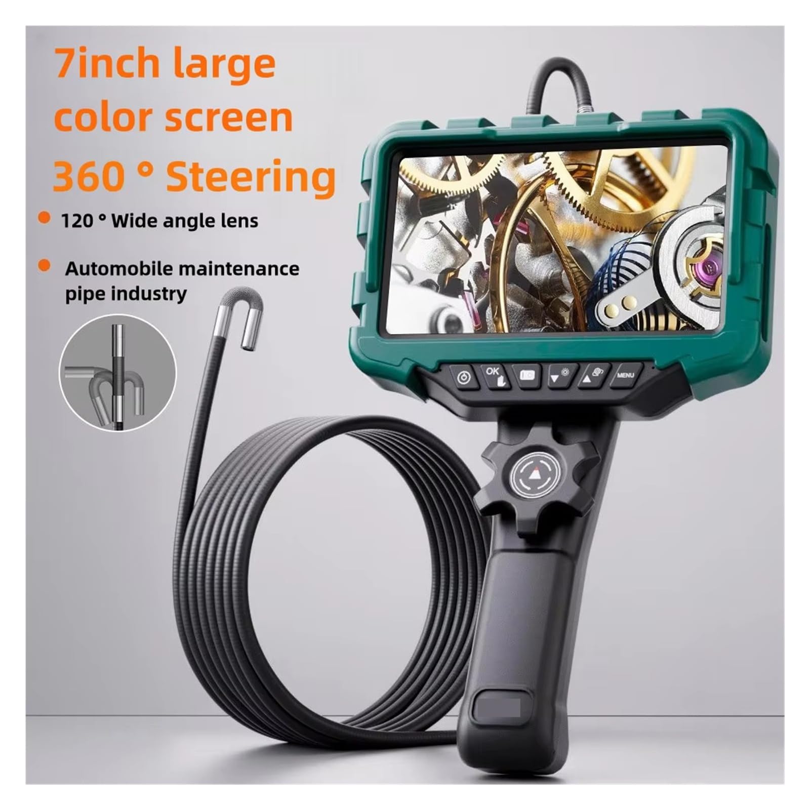Kamera inspekcyjna, 7-calowy ekran 1080P HD 360° Kamera endoskopowa układu kierowniczego do wykrywania silnika w konserwacji samochodu(3.9MM-SL-1M)