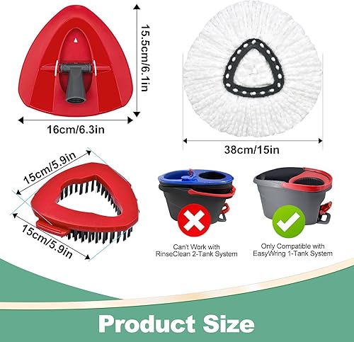 Miniatura 2 de Recambios de cabezales de fregona para Ocedar, cabezal de repuesto para mopa giratoria para O-Cedar EasyWring, 1 sistema de tanque de repuestos,