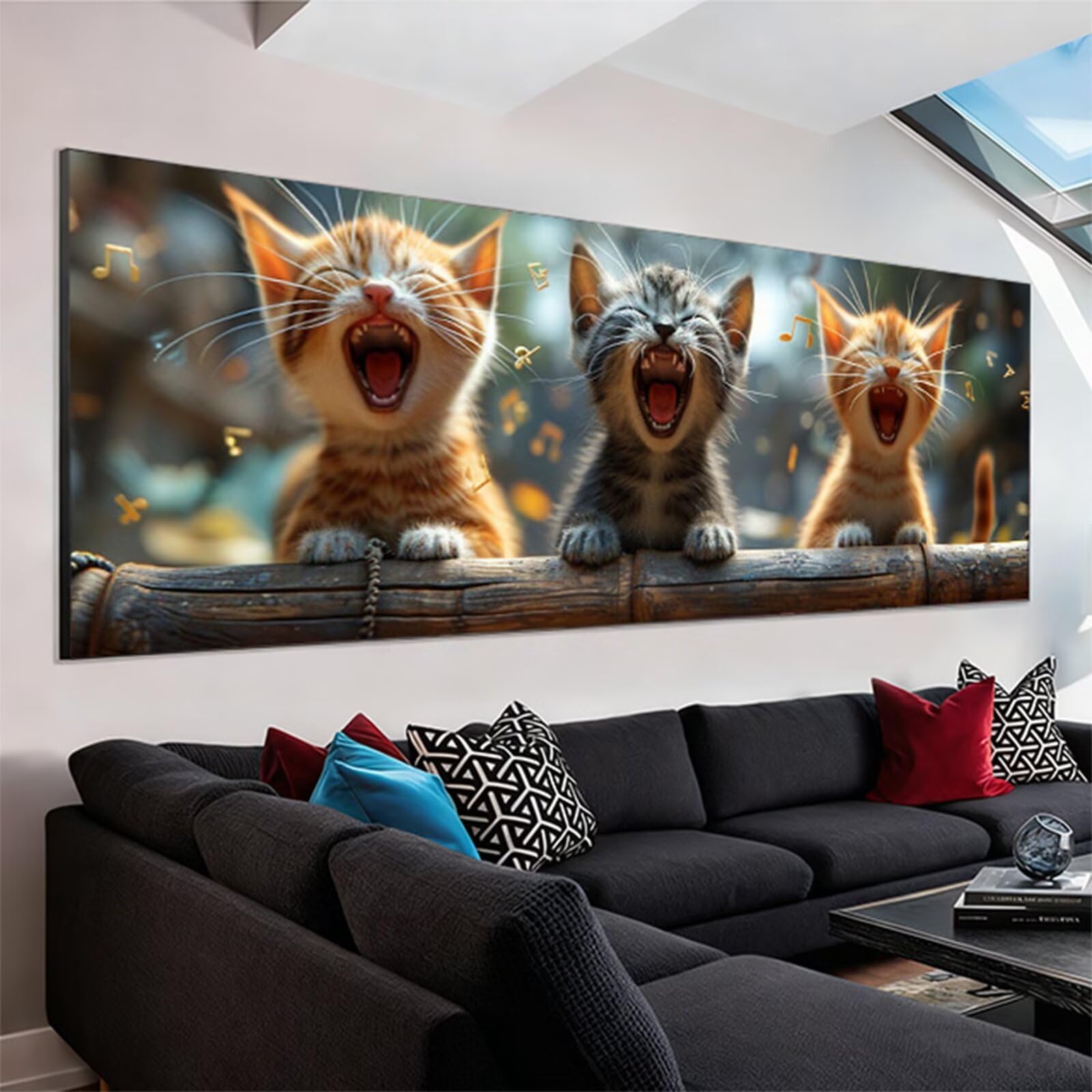 Diamentowy obraz kot diamentowy obraz dorosły XXL 180 x 60 cm, 5D diament malarstwo uwaga haft diamentowy pełny zestaw akcesoriów, obraz diamentowy aktywny ręcznie dla dorosłych, dekoracja ścienna C2