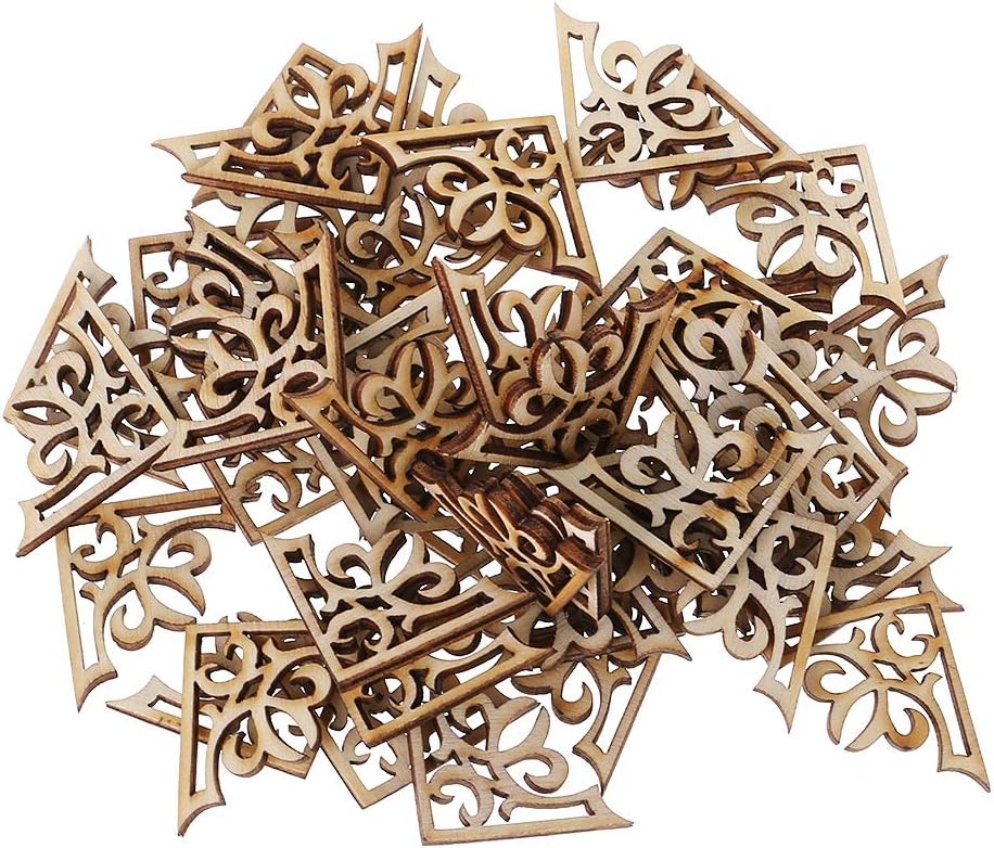 Yangfr Unfinished Wooden Slices 50pcs Laser Cut Wood Embellishment Wooden Shape Craft Wedding Decor