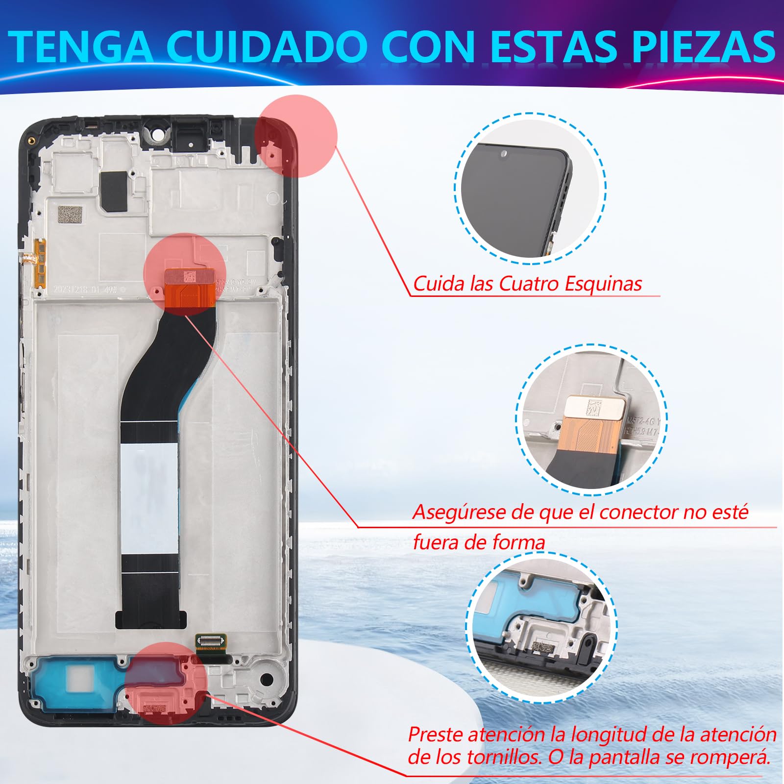 RongZy Pantalla para Xiaomi Redmi 13C Pantalla Táctil LCD Kit de Pantalla de Repuesto Ensamblaje Digitalizador de Reemplazo con Herramientas(Negro con Marco)