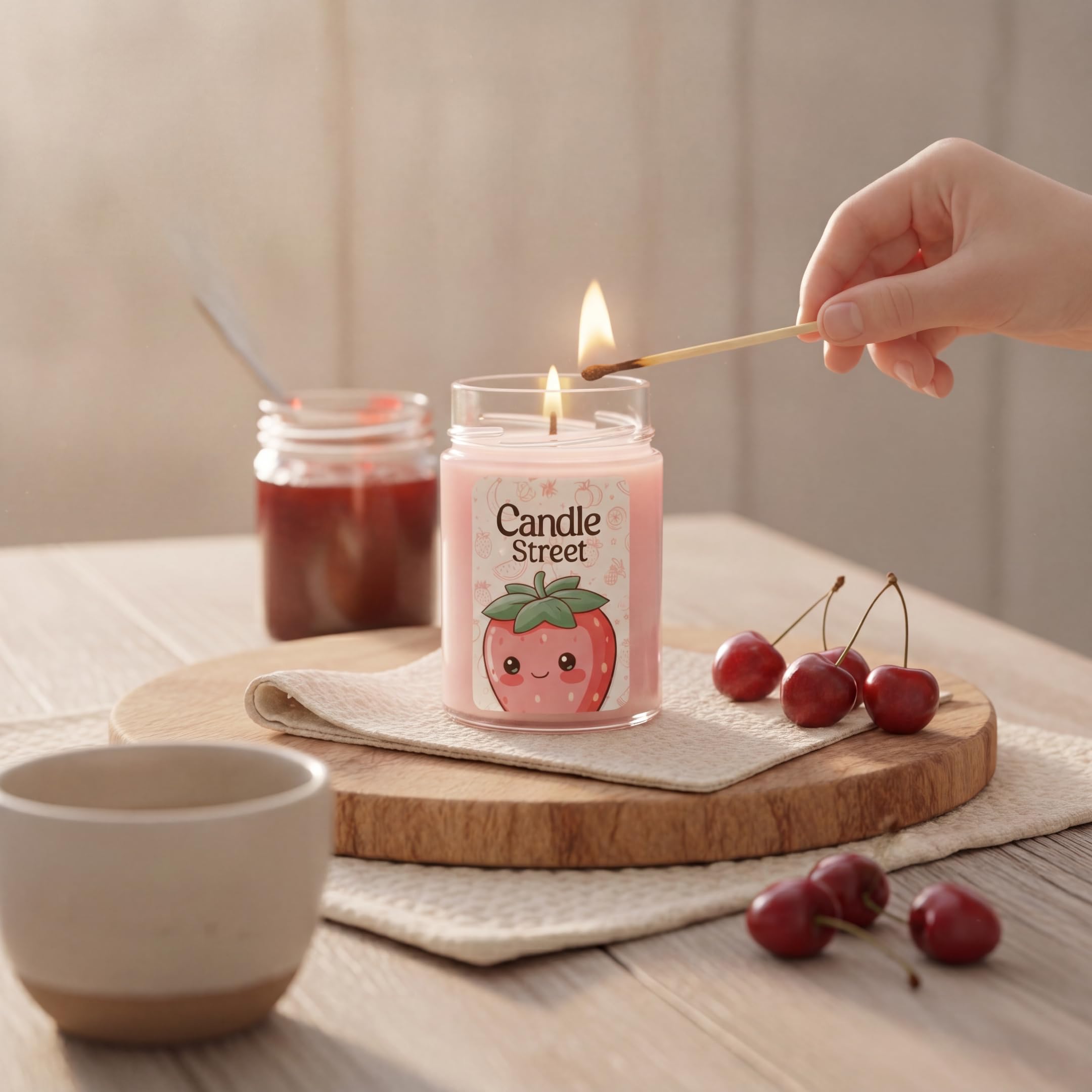 Duftkerze mit roten Früchten - Erdbeere, Himbeere und Kirsche - Geschenkidee Made in Italy Mega