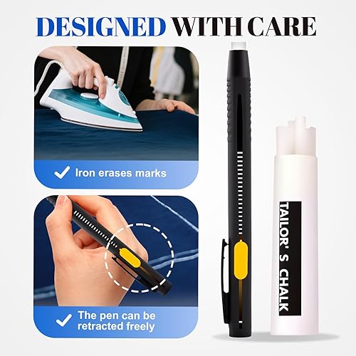 Miniatura 5 de Marcadores de tela termoborrables para costura, acolchado y bordado y manualidades DIY - Lápices de tiza lavables y recargables para telas de