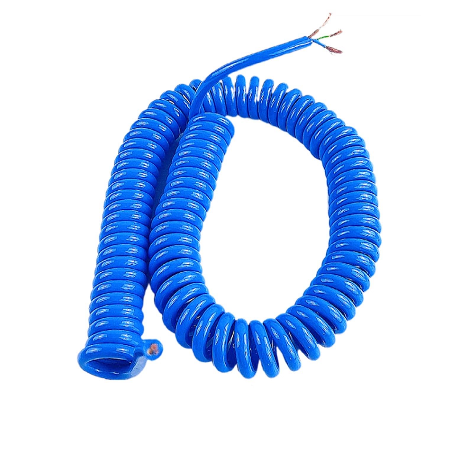 Câble spiralé bleu 15 AWG, 2 conducteurs, fil télescopique à ressort, ligne électrique extensible étirer souple(Stretch 4 meters)