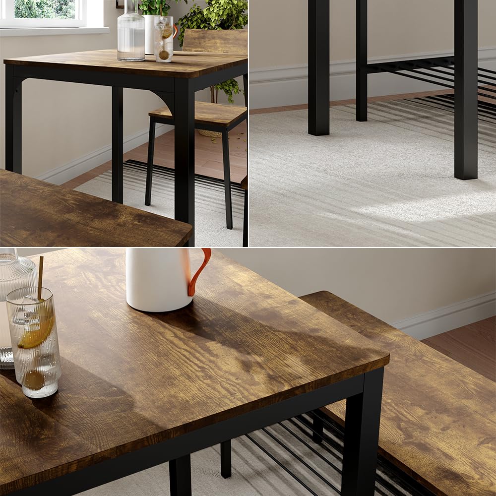 Vicco Table de Salle à Manger Fyrk, Noir/chêne Rustique, 70x70cm, Convient pour Salle à Manger, Cuisine ou espaces extérieurs Couverts