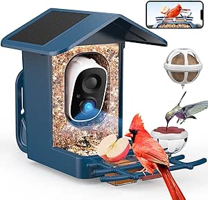 PeckCam® Bird Feeder with Camera Solar Powered, AI Identify & Auto Capture, 2K HD Live Video Smart Bird Feeder Camera Instant Notifications in Backyard, Gift for Bird Lovers asin的图片
