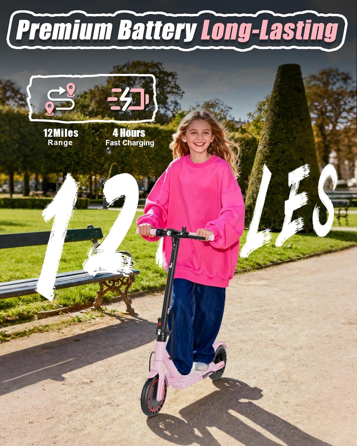 Electric Scooter, 6.5“/8.5" /10" /14" Tire, 9/16/19/22 Mph Top Speed, 10/12/16/21/27/28/49/50 Miles Long Range, Folding Escooter for Adults and Kids with Seat Bag, Dual Braking, Dual Suspension, App