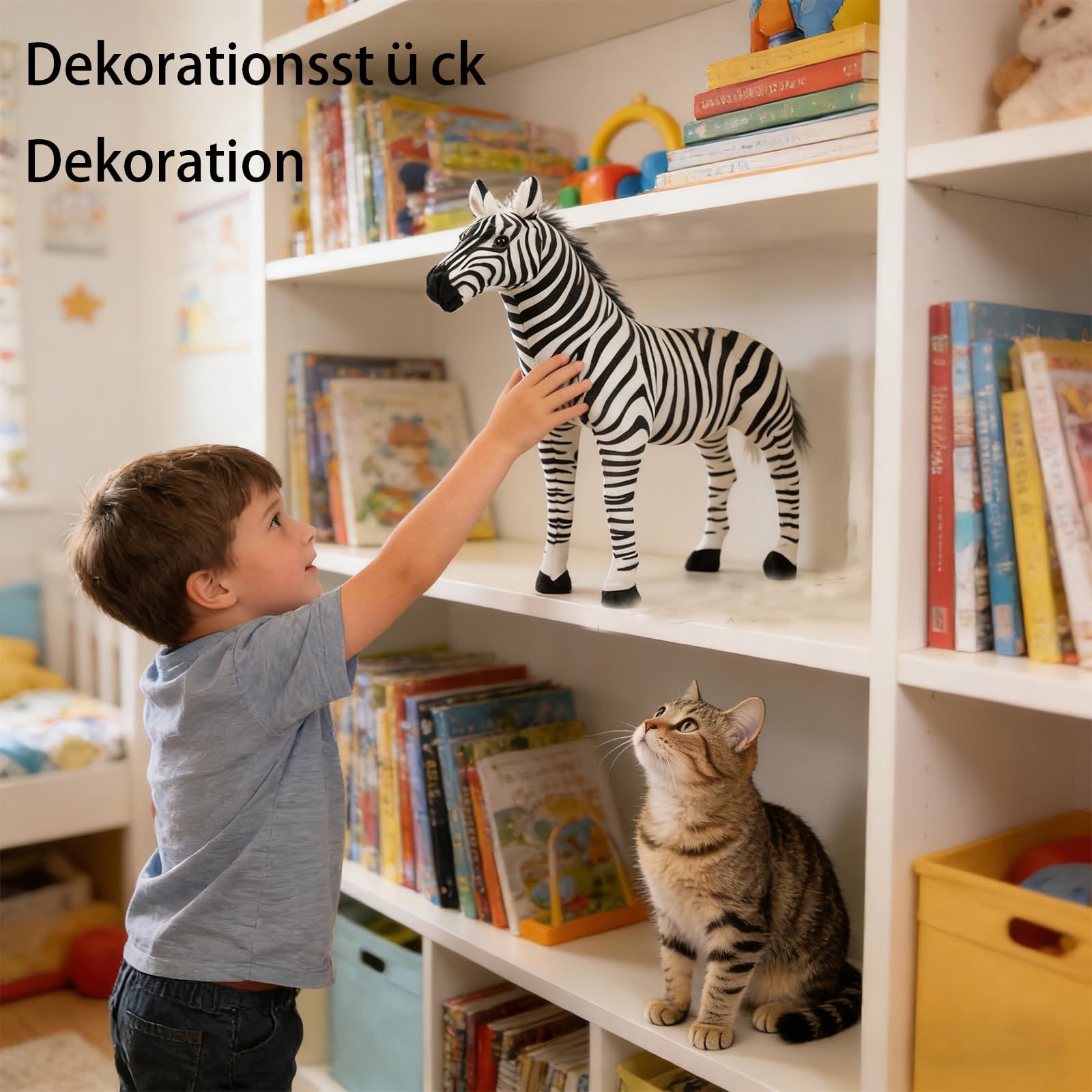 Zebra Plüschtier, Wildtiere Kuscheltier XXL Schwarz und Weiß Kuschelpuppe, Zoo Spielzeug Geschenk für Kinder und Erwachsene (L100*H90CM)
