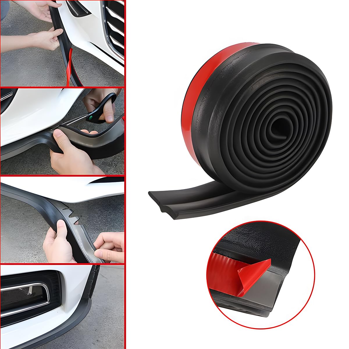 JNNJ Protezione Paraurti Universale Auto Frontale e Posteriore - Lip Splitter, Spoiler Anteriore in Gomma, Strisce Auto
