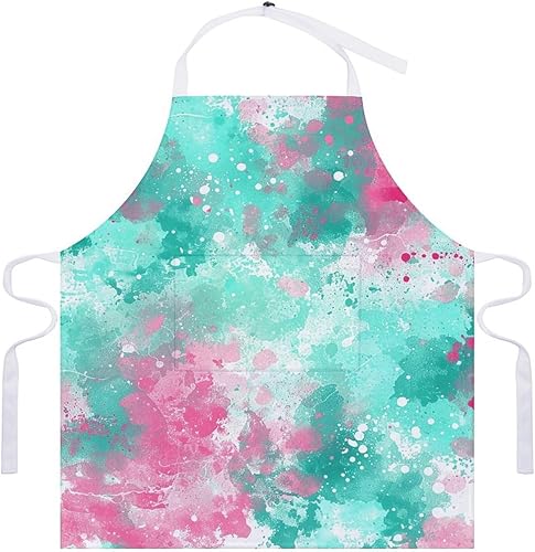 Miniatura 7 de MUSM Apron for Adults - 27.6 X 31.5 Inch, Heavy-Duty Polyester Aprons with Two Large Pockets, Waterproof Paint Splatter Pattern Kitchen Apron for