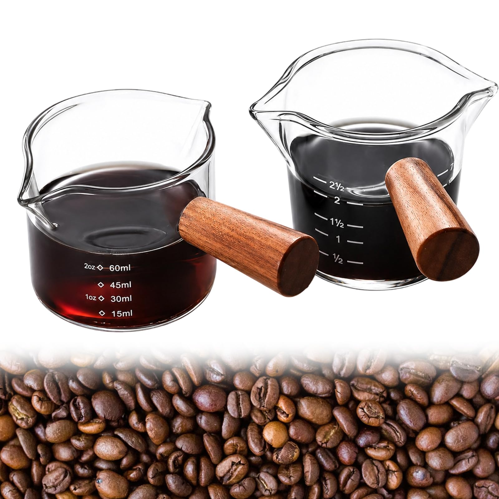 WORUIB 2 PCS Espresso Cups, Espresso Shot Glass, Coffee Measuring Glass for Home and Cafe Use, Durable Design with Precise Measurements