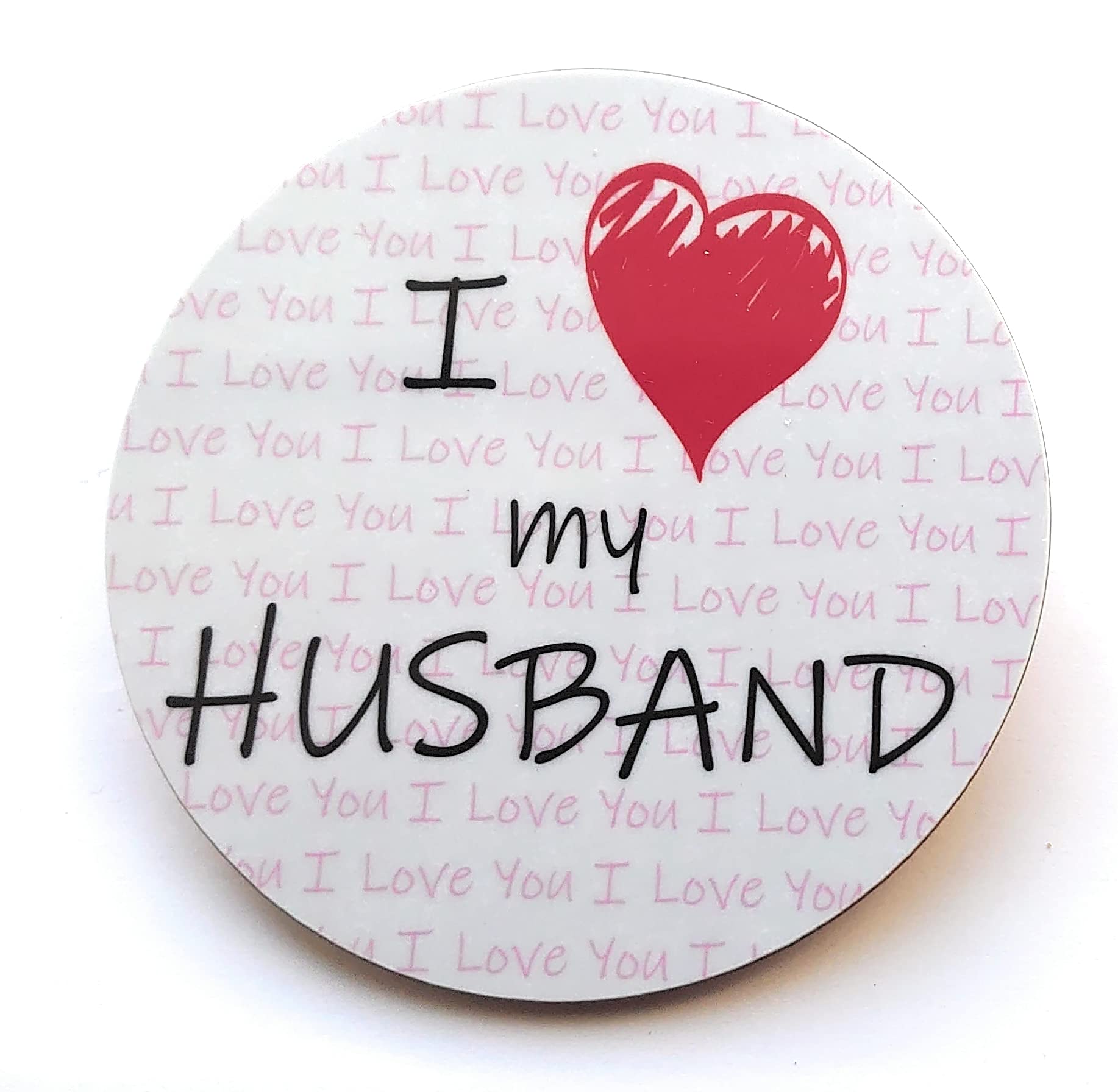 Hoorayuk I Heart My Husband Round Novelty Coaster With Romantic Love Message - I Heart Design - Unique Birthday Gift- Made In Uk (I Heart My Husband)