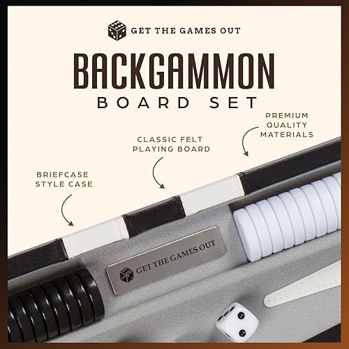 Miniatura 2 de Get The Games Out - Juego de backgammon con maletín de juego de mesa clásico de viaje, guía de mejores estrategias y consejos (negro, pequeño)
