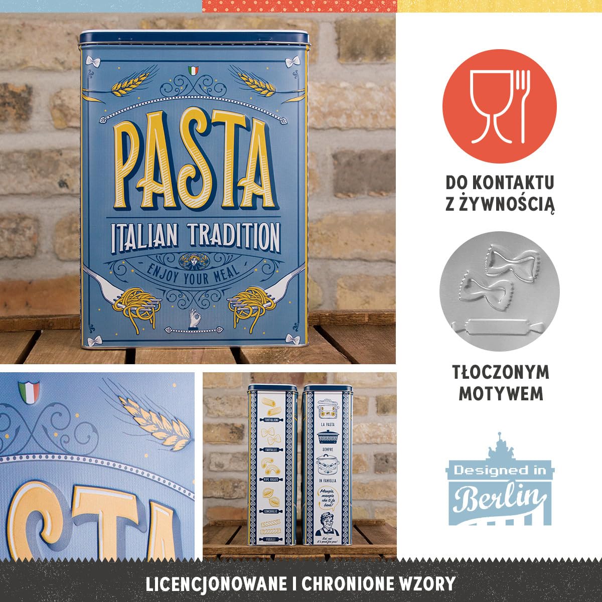 Nostalgic-Art Retro puszka XL, 4 l, Pasta – Pomysł na prezent do kuchni, duży pojemnik na makaron, Styl vintage