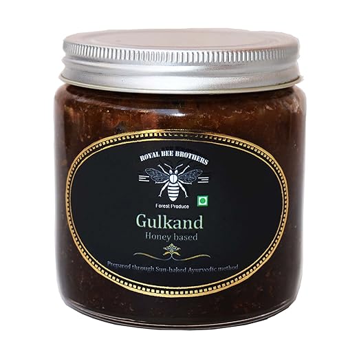 Royal Bee Brothers | Gulkand Honey | Rose Petal Jam | Prepared Through Ayurvedic Method | No Chemical No Preservative | 100% Natural | 350 gm Glass Bottle