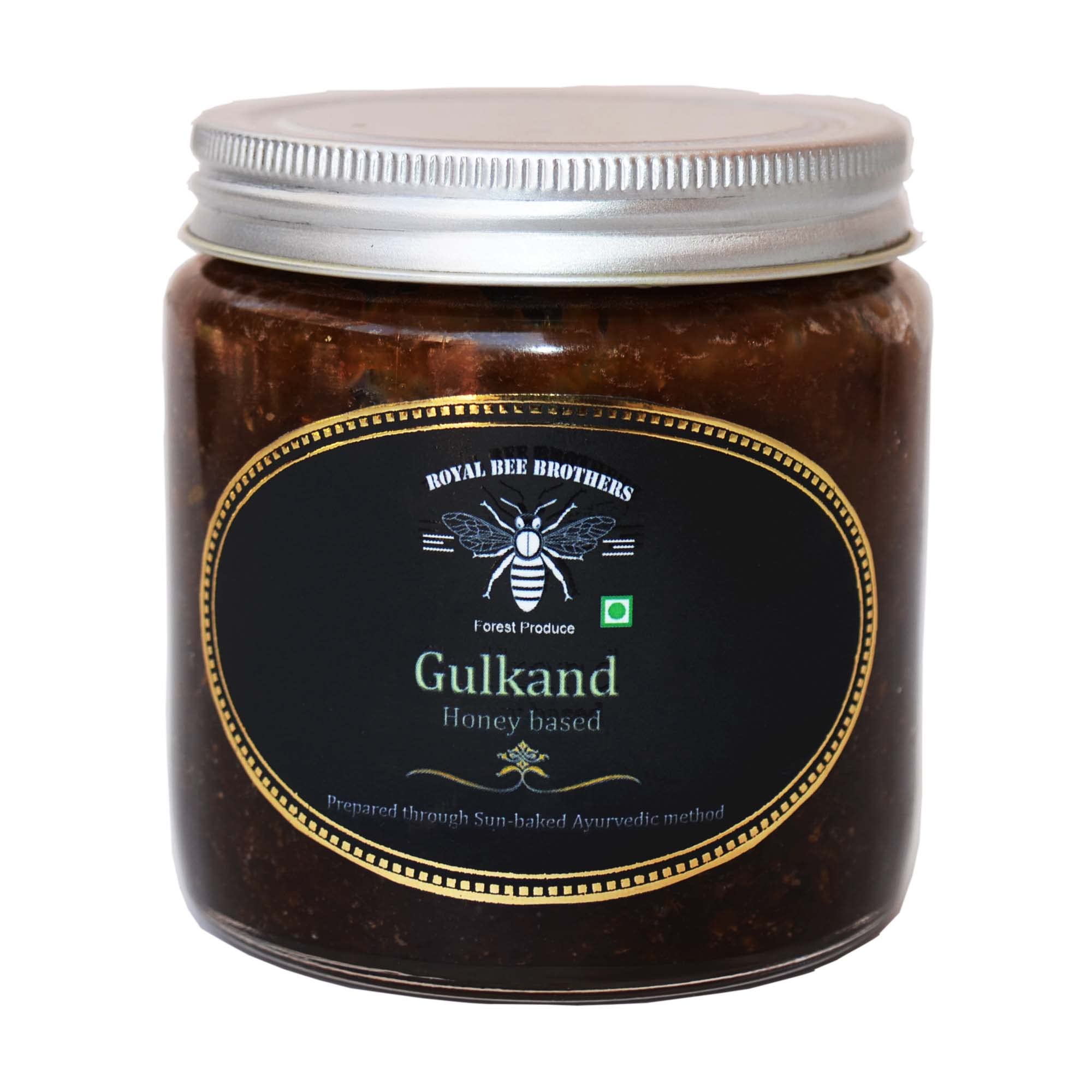 Royal Bee Brothers | Gulkand Honey | Rose Petal Jam | Prepared through Ayurvedic Method | No Chemical No Preservative | 100% Natural | 350 gm Glass Bottle