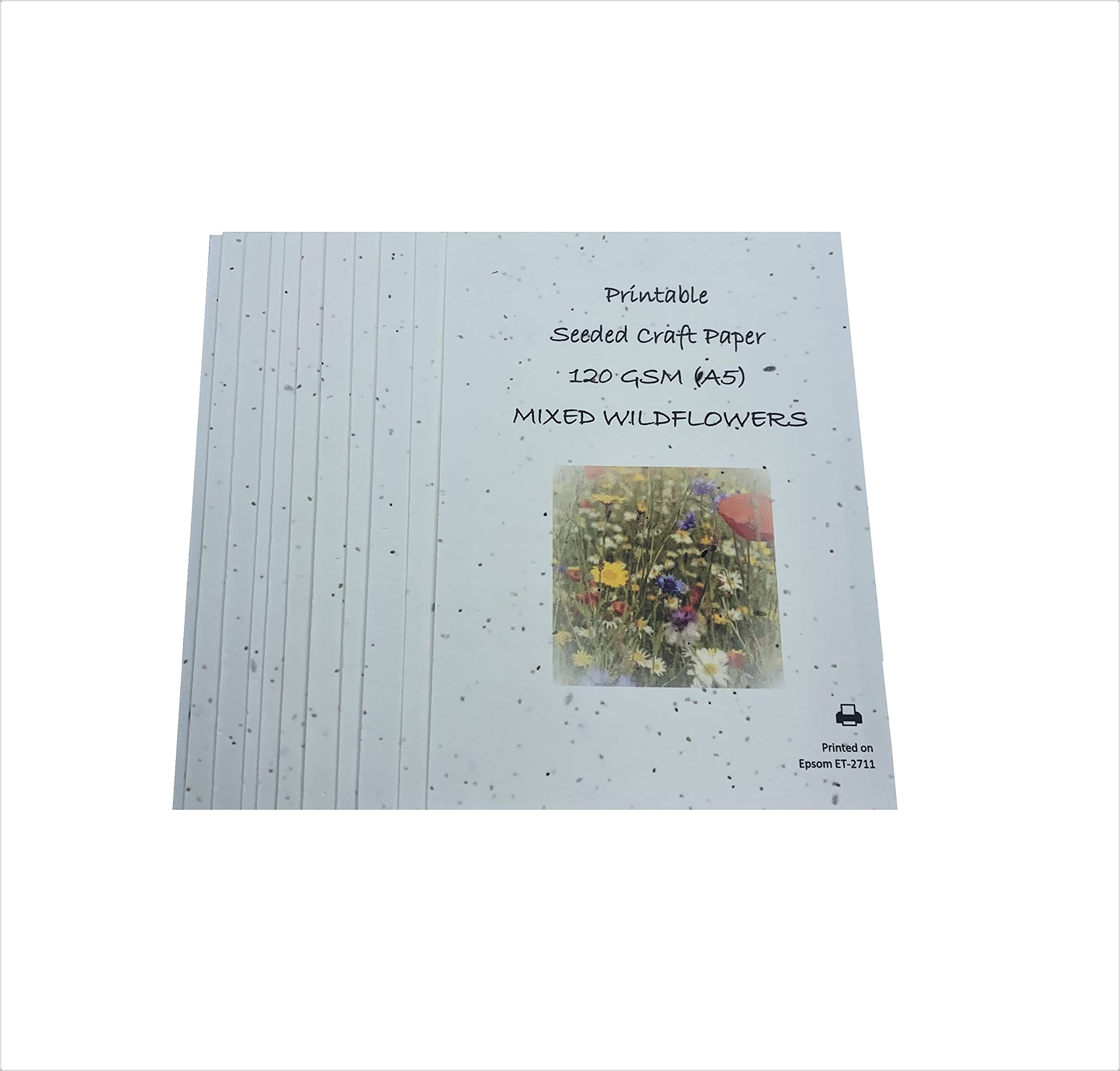 Seeded Craft Printer Paper 15 Sheets A5 Size Mixed Wildflower Seeds 120GSM Printable Plantable ECO [NATURALNATION] A5-MIX120-15