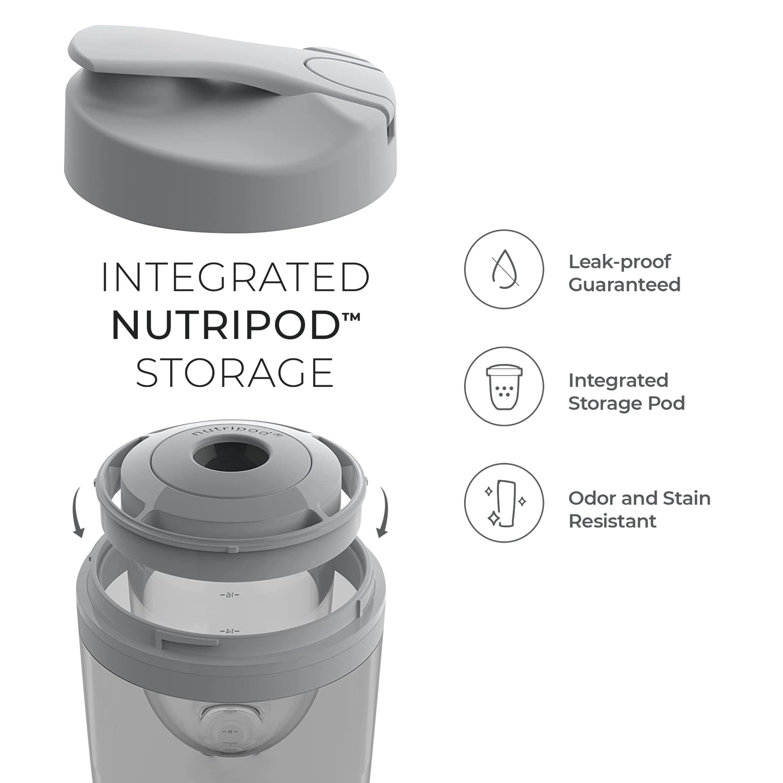 Promixx Pro Shaker Elettrico – 600ml – Acciaio Inox Mixer Vortex Ricaricabile USB-C con X-Blade e Contenitore Integratori – Shaker Senza BPA Facile da Pulire per Fitness e Viaggi – Argento/Grigio