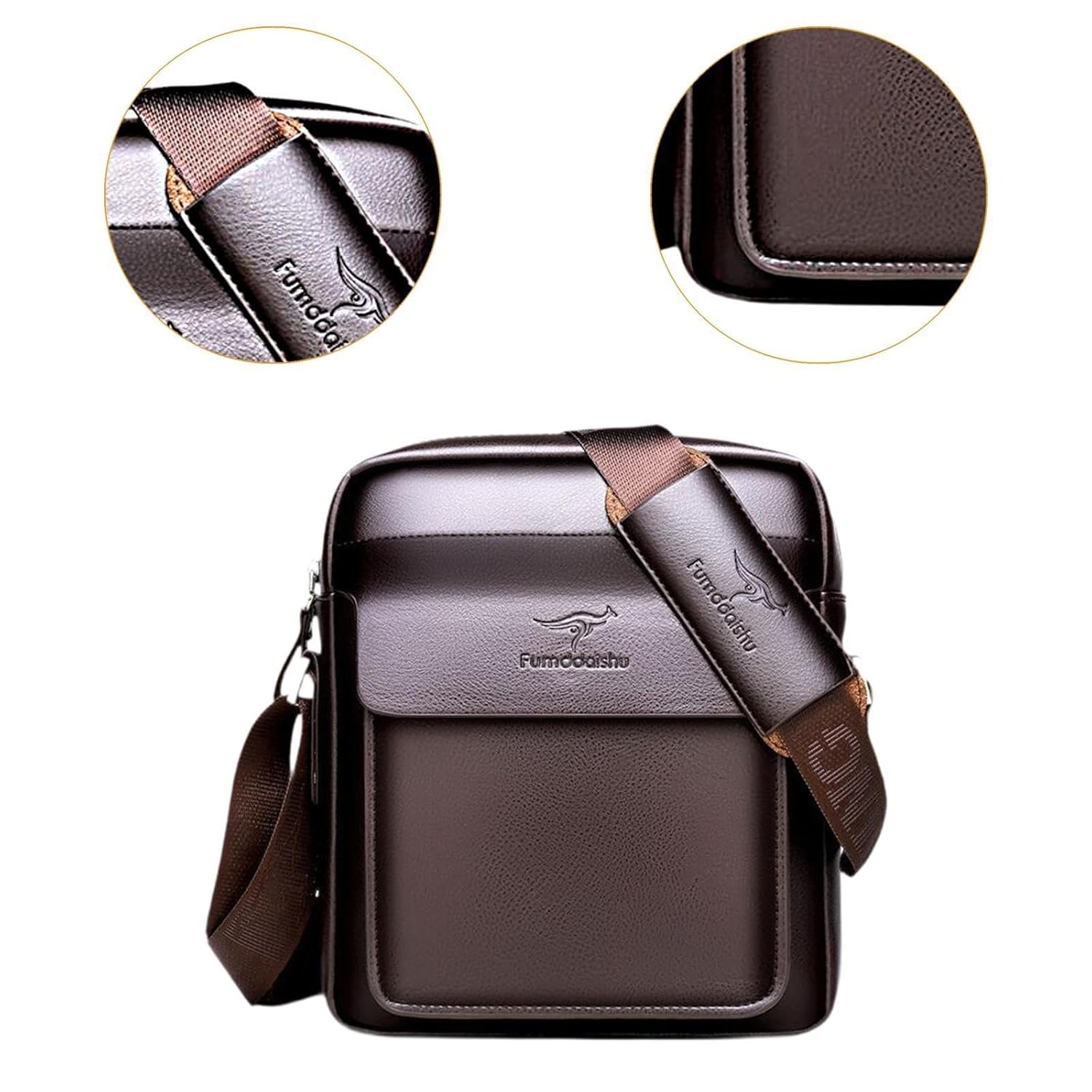 CLUB BOLLYWOOD BNF®Men Shoulder Bag Zipper Fashionable Satchel Bag for Office Business Shopping Brown 26x23x7cm|Clothing, Shoes & Accessories | Mens Accessories | Backpacks, Bags & Briefcases 4