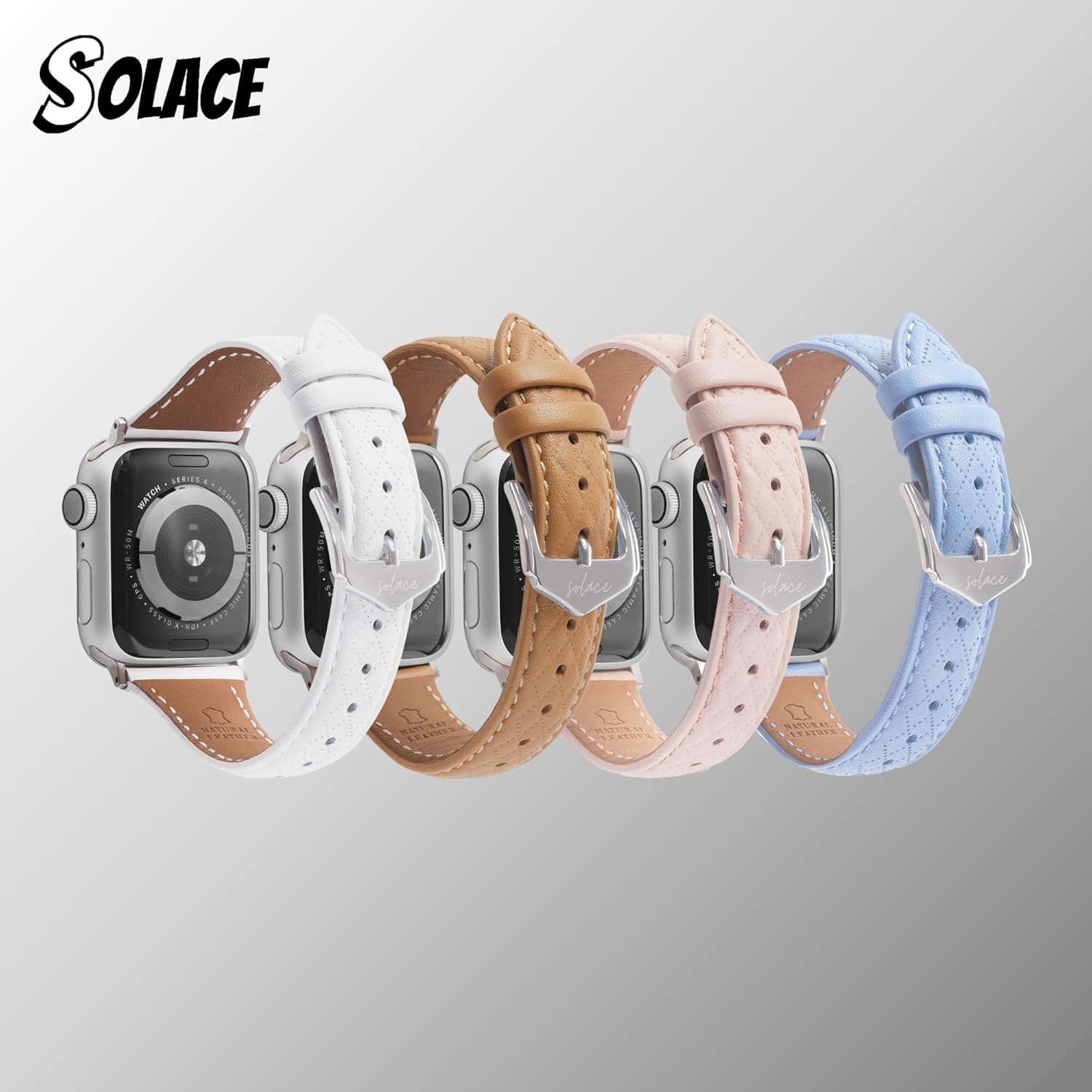Solace Bands Allura Leather Watch Band - Compatible with Apple Watch Bands for Women and Men, Leather Watch Band for 38mm 40mm 41mm 42mm 44mm 45mm 49mm Ultra, SE and 11 10 9 8 7 6 5 4 3 2 1 - Image 9