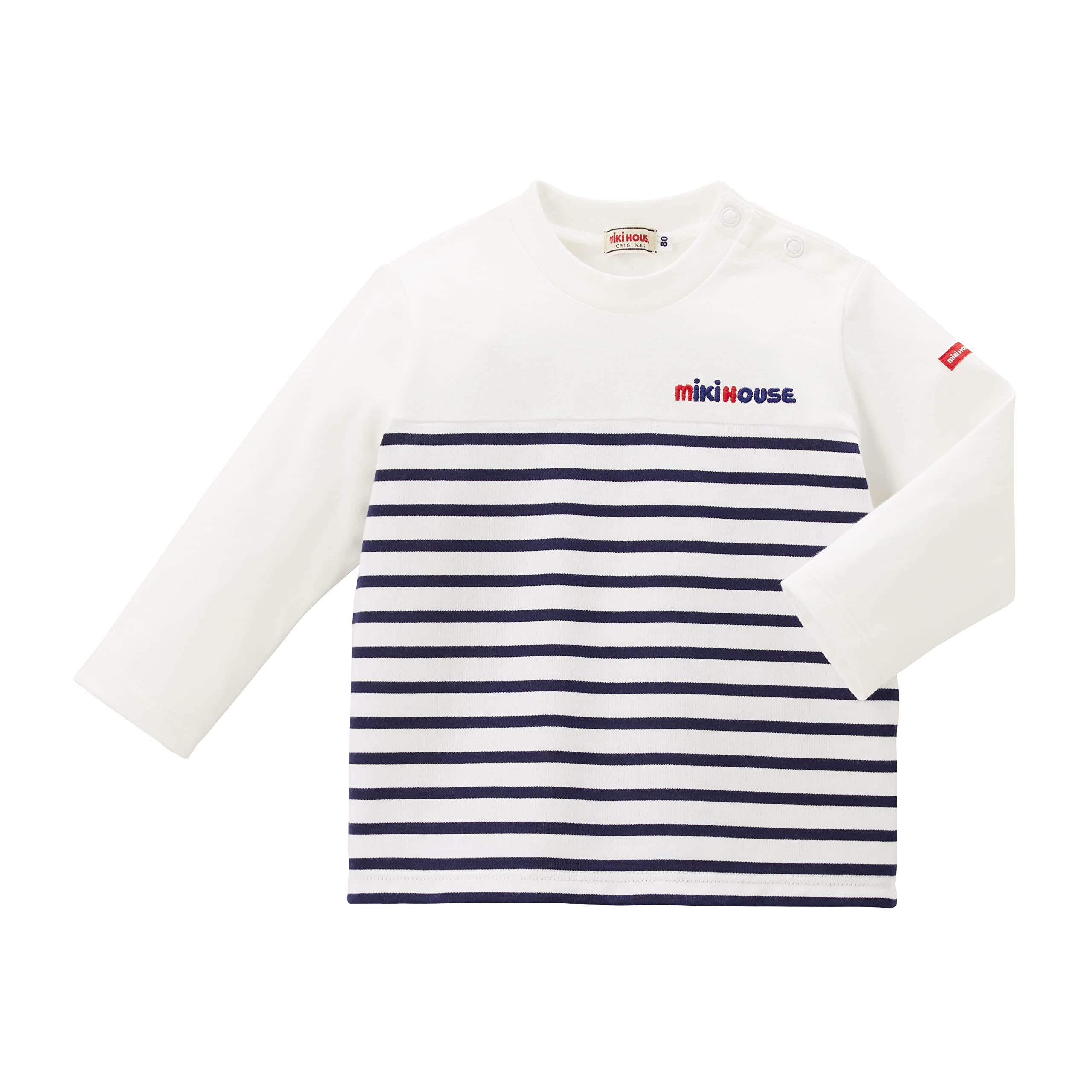 Amazon | 【 ミキハウス 】 Tシャツ ロゴ ボーダー 長袖 男の子 