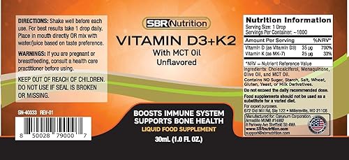 Miniatura 9 de Gotas líquidas de vitamina D3  K2 MK-7 con aceite MCT sabor a menta ayuda a apoyar los huesos fuertes y un corazón saludable 1 onza líquida