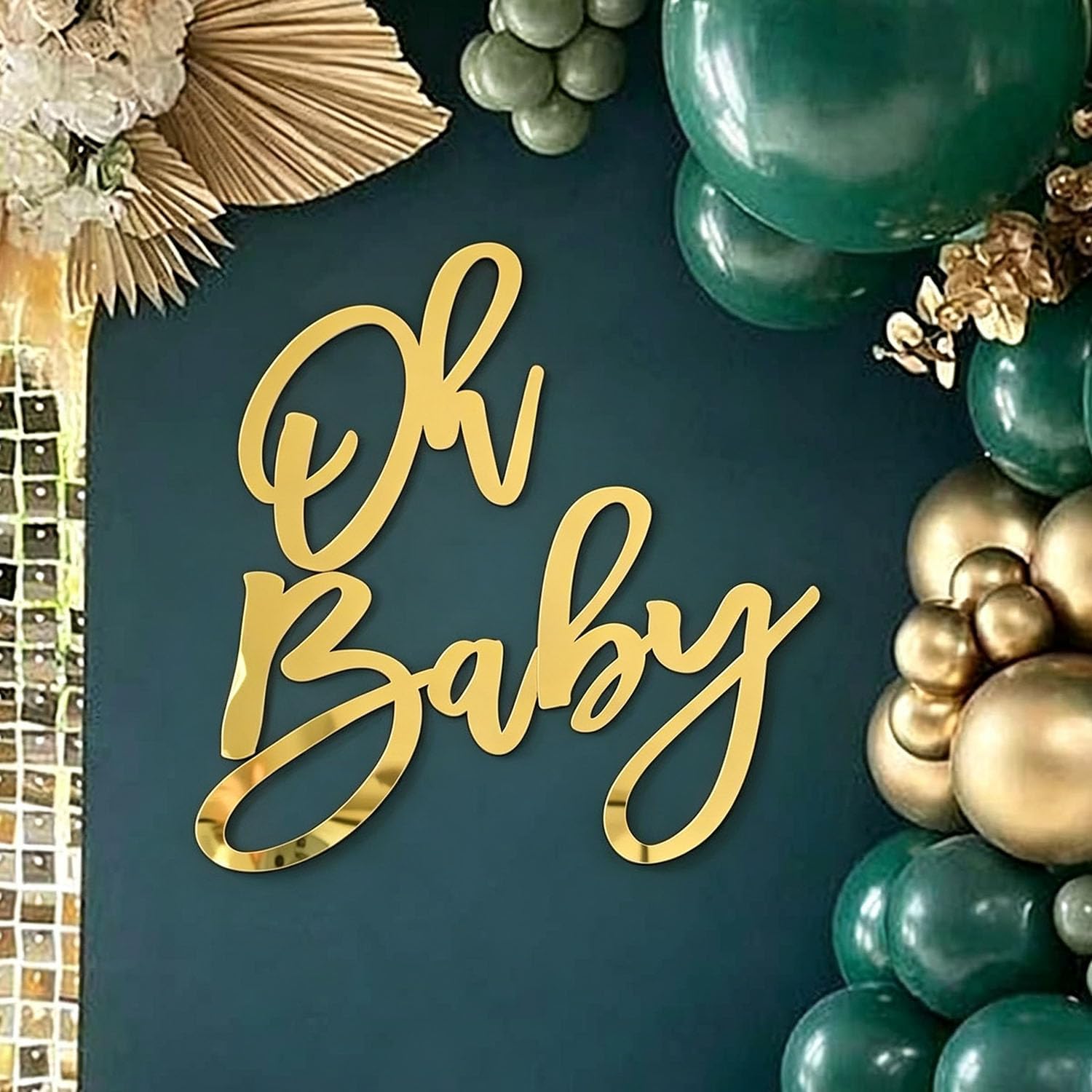 Oh Baby Mirror Decal Baby Shower Favors,Babies Birthday Sticker Wall Decor