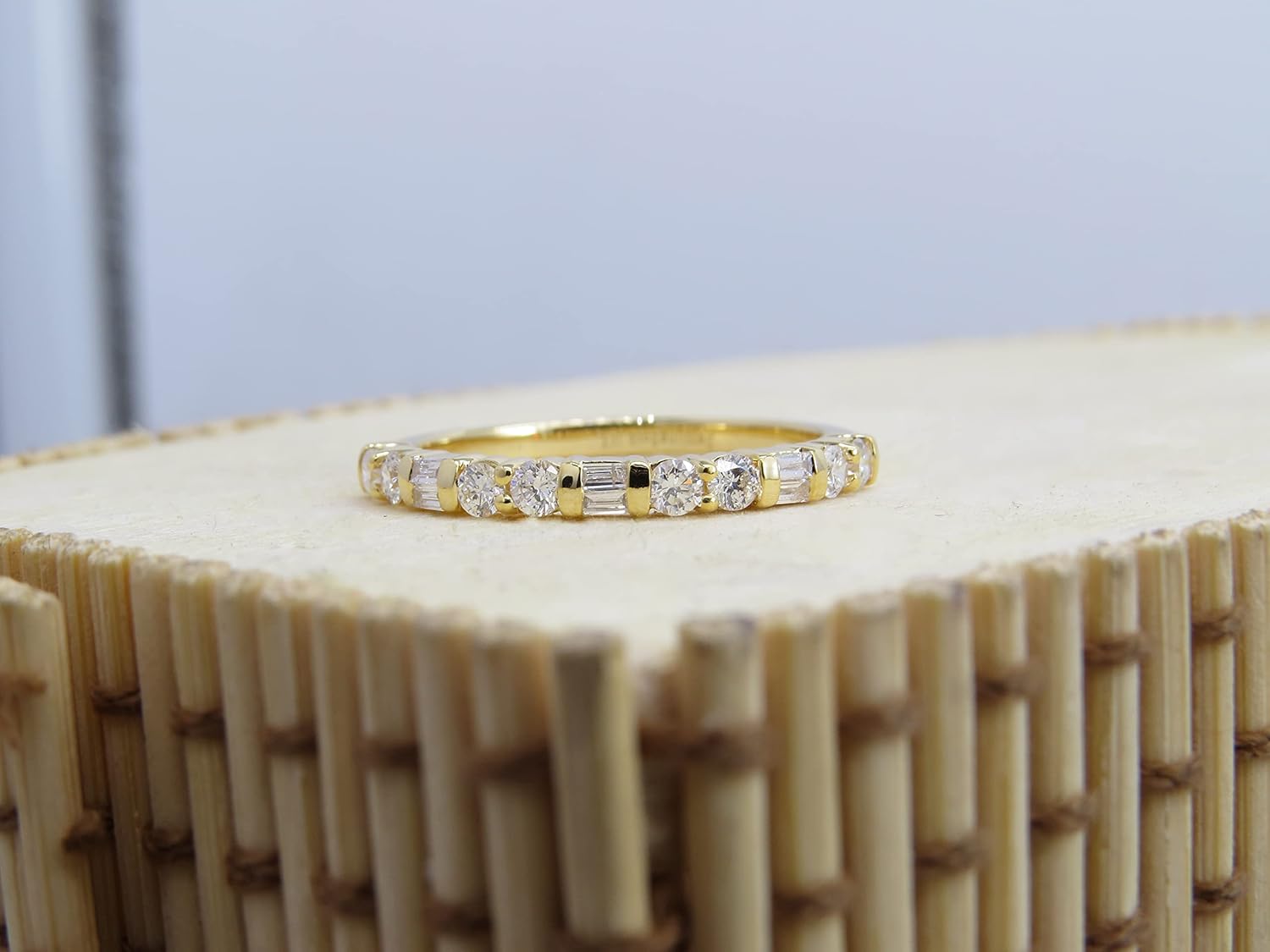 Dazzlingrock Collection 0.40 Ctw Baguette & Round White Natural Diamond Stackable Wedding Band for Women in Real Solid Gold - Image 3