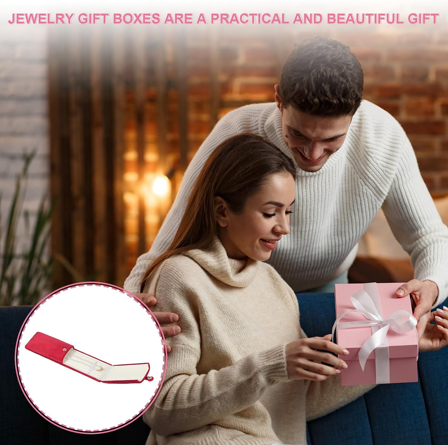 uxcell Red Velvet Necklace Box Jewelry Gift Box Necklace Long Chain Storage Boxes for Wedding, Engagement,Proposal, Birthday and Anniversary image 5