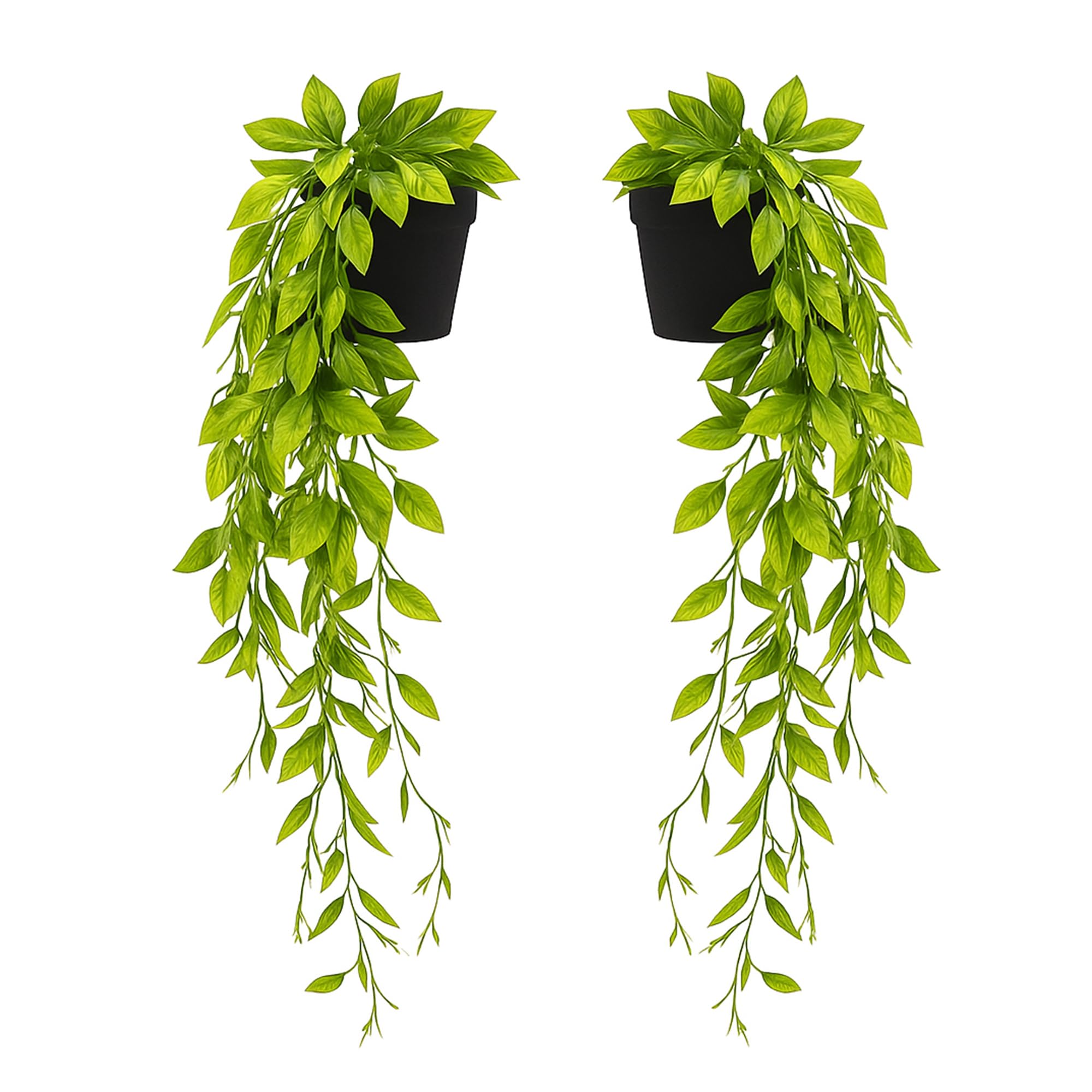 Trnz Green 2 Pack Fake Plants Fake Hanging Plants Artificial Plants Indoor Outdoor | Room Decor Home Decor, Wall Shelf Patio Garden