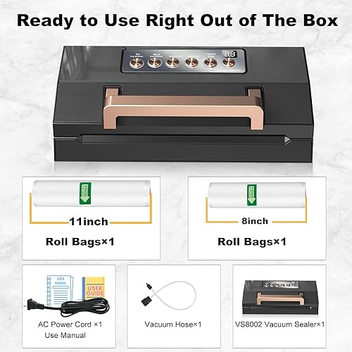 Miniatura 7 de Sellador al vacío de acero inoxidable negro 2025, máquina selladora al vacío de lujo con doble sellado térmico de 11 pulgadas y sistema automático