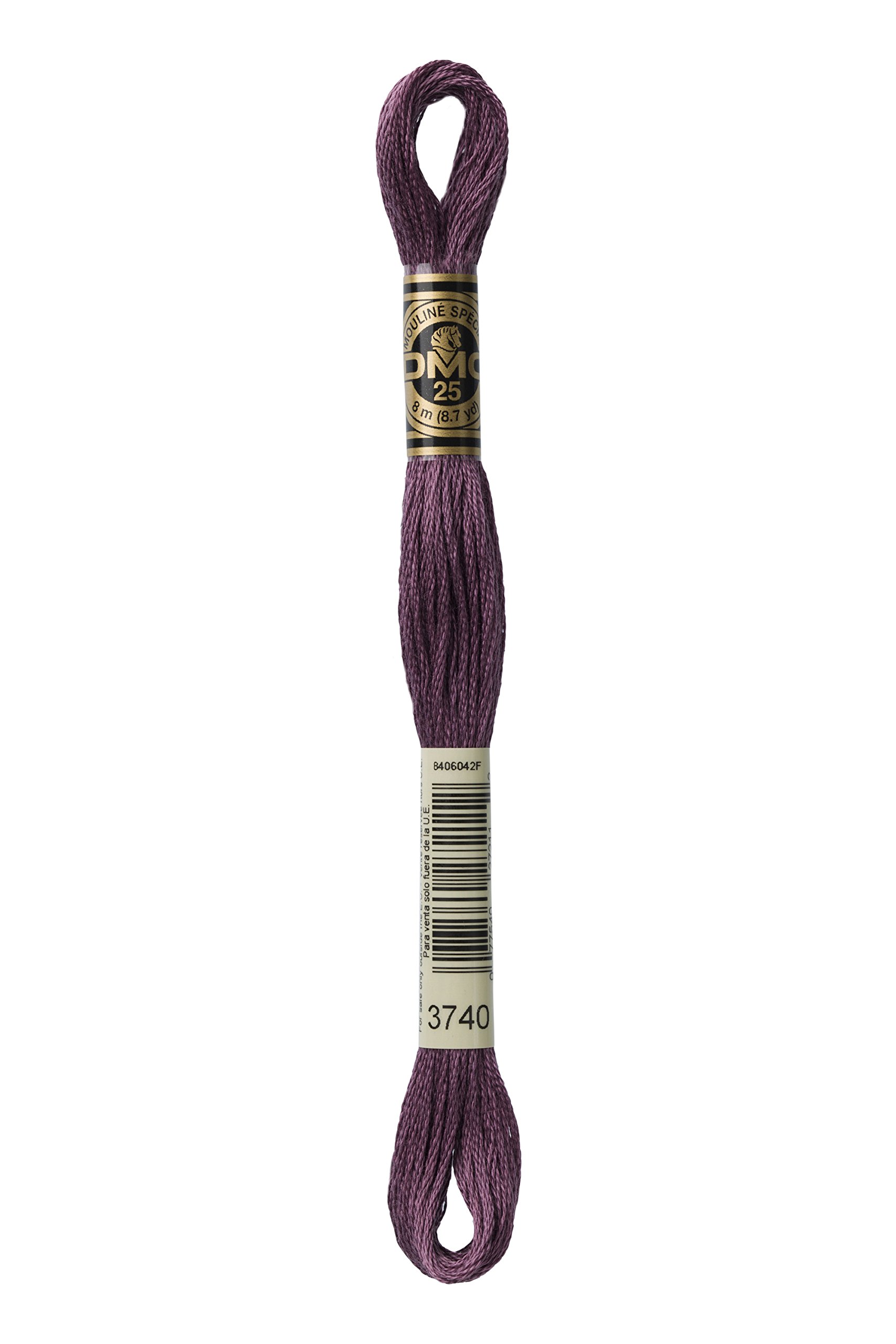 DMC 117-3740 Mouline Stranded Cotton Six Strand Embroidery Floss Thread, Dark Antique Violet, 8.7-Yard