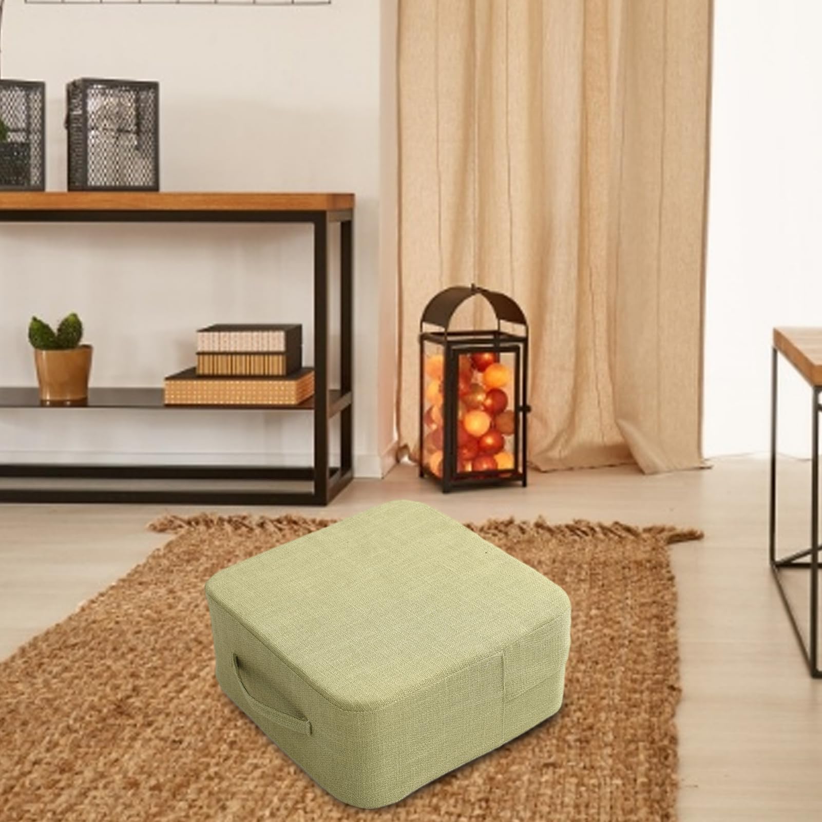 Cuscino per seduta per pavimento Tatami - Tappetino lavabile in lino di | cotone, tappetino per meditazione | Tappetino per esercizi di yoga portatile per seduta comoda, cuscino per seduta comoda, in