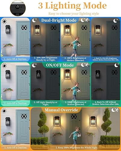 Vista 32 de Paquete de 2 lámparas de pared para exteriores del anochecer al amanecer de 9.76 pulgadas, lámpara exterior de montaje de pared para luz de porche