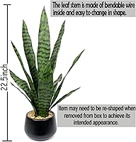Vista 3 de Bird Fiy Planta artificial de serpiente de 22.5 pulgadas, agave artificial, Sansevieria, plantas artificiales en maceta para decoración