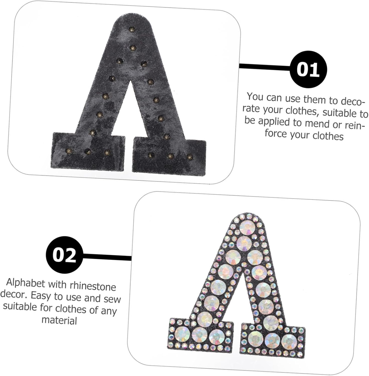 26pcs Alphabet Rhinestone Patches for Clothing and Bags DIY Sewing Repair Appliques Sparkling Bling Delicate Non-Woven Fabric Decoration