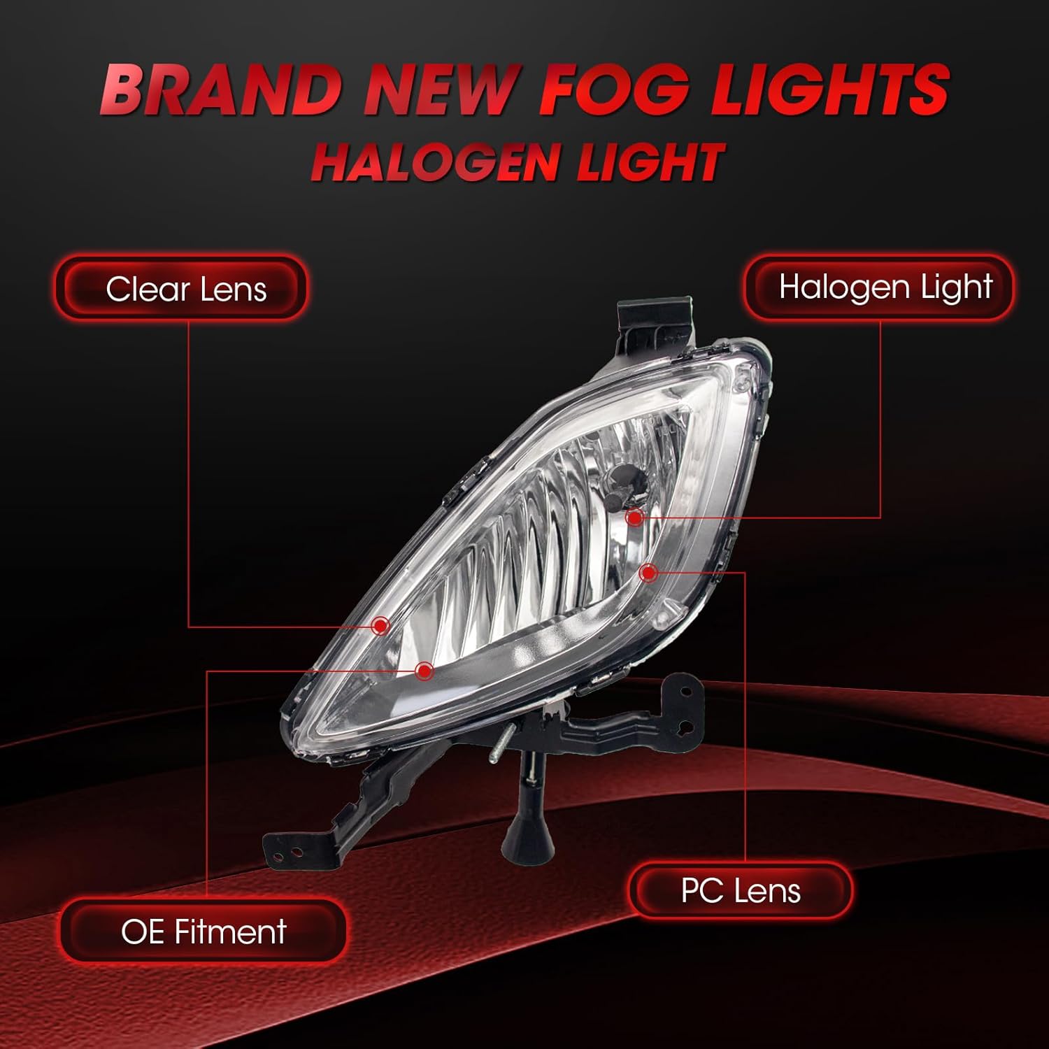 Fog Lights Assembly Compatible With Hyundai Elantra 2011-2013 Included Switch And Wiring Kit OEM Part Number:922023X020, 922013X020, HY2592140, HY2593140(Clear Lens)