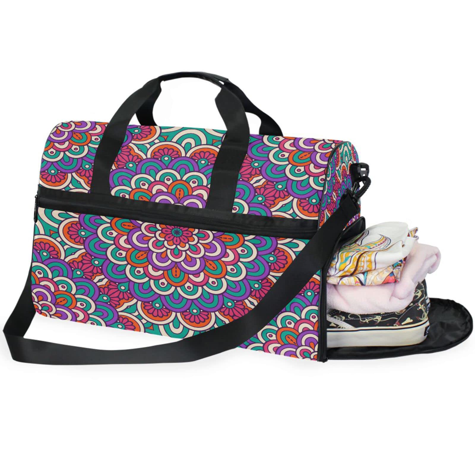 Florales Exquisites Kunstwerk Hell Sporttasche Badetasche mit Schuhfach Reisetaschen Handtasche für Reisen Frauen Mädchen Männer