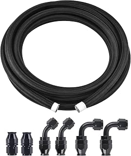EVIL ENERGY 6AN PTFE Fuel Line Kit, AN6 E85 Fuel Hose Line 12FT Black 5/16 inch PTFE Fuel Line Hose Kit