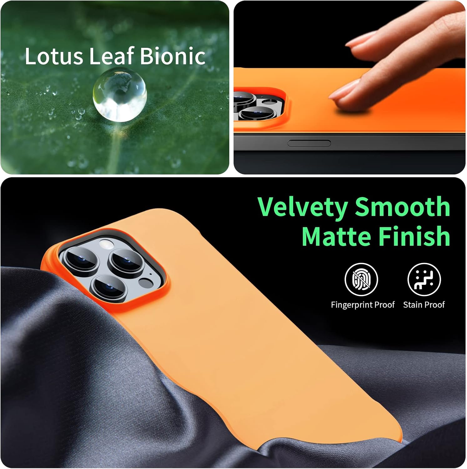 Slim Borderless for iPhone 16 Phone Case 6.1"(2024) Ultra-Thin Lightweight Frameless Matte Hard PC Cover Case with Pull Ring Shockproof Non Slip Rope,Suppor Wireless Charging-Orange - Image 5