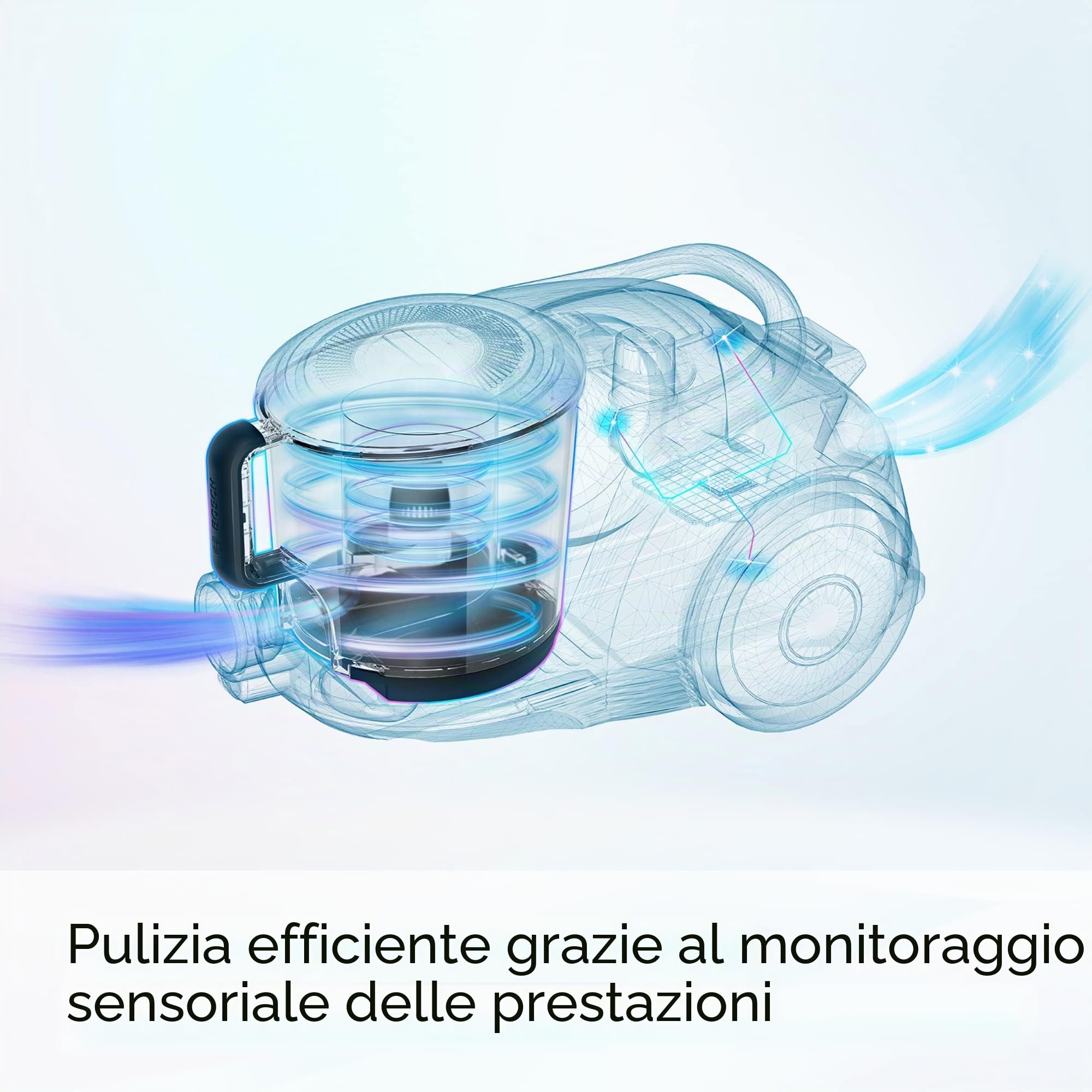 Bosch Aspirapolvere senza sacchetto serie 6 BGC41XHYG, aspirapolvere per pavimenti, ideale per chi soffre di allergie, filtro igienico, 10 anni di garanzia motore, bocchetta per pavimenti per parquet