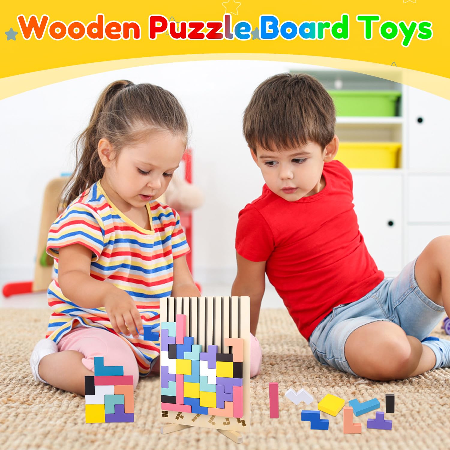3D Tetris Puzzle Aus Holz – 42 Teile, Montessori-Spielzeug Für Kinder, Logik- & Stapelspiel