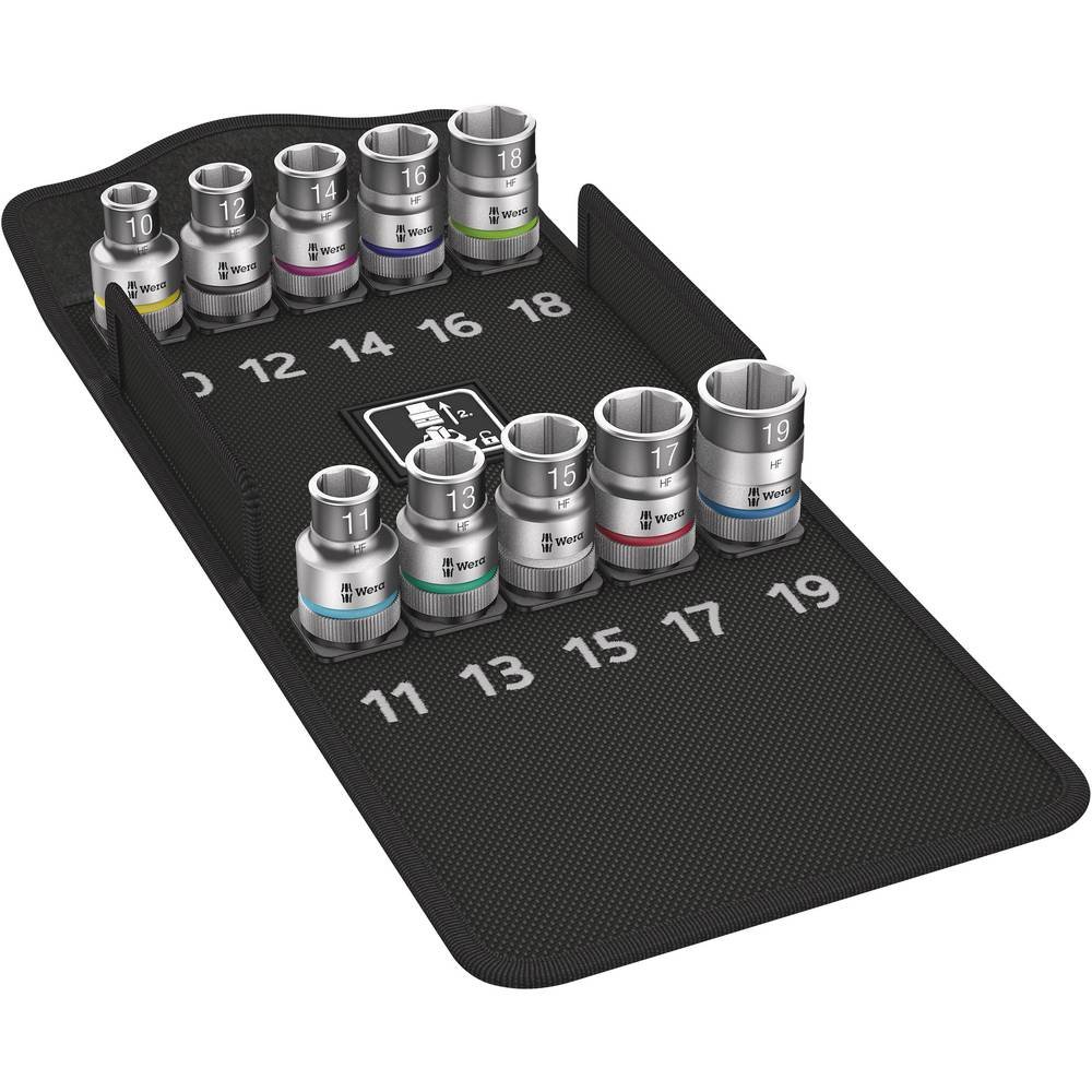 Wera 05004203001 Juego de Llaves de Vaso con Arrastre, Función Sujeta-Tornillos con 10 Piezas, 1/2"